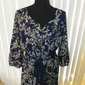 Navy Floral High Low Dress 1X from Modcloth